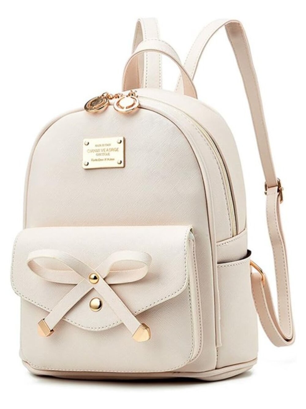 Girls Bowknot PU Leather Mini Backpack Purse Cute Adjustable Daypack